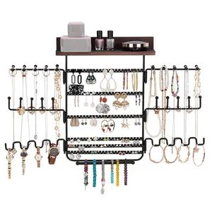 Porte-bijoux en bois à fixer au mur, sur mesure, présentoir pour boucles d'oreilles et colliers, 1 pièce
