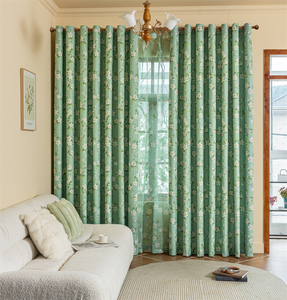 Rideaux occultants complets en polyester imprimé feuilles florales 2025 pour salon chambre <span class=keywords><strong>à</strong></span> coucher, œillets, draperie de <span class=keywords><strong>fenêtre</strong></span>, ensemble de 3 pièces, œillets en haut - Product Image 2