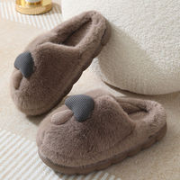 Chaussons en peluche 3D en forme de champignon, chauds et moelleux pour l'hiver, à bout fermé, antidérapants, à semelle épaisse, pour la maison et la chambre