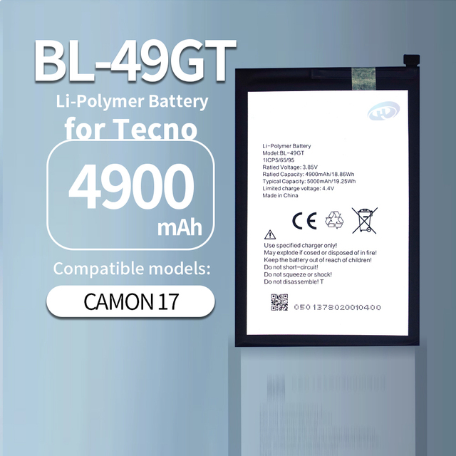 3.85V 4900mah Rechargeable Li Ion Battery for Tecno Camon 17 BL-49GT Phone Battery