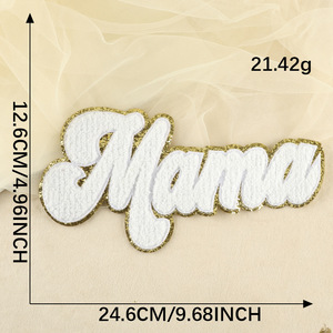 <span class=keywords><strong>Grande</strong></span> <span class=keywords><strong>taille</strong></span> Love Mama week-end mot forme broderie logo fer chenille patchs pour vêtements - Product Image 3