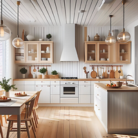 Armoires de cuisine en bois massif de luxe nordique Xichu pour villas et appartements de luxe