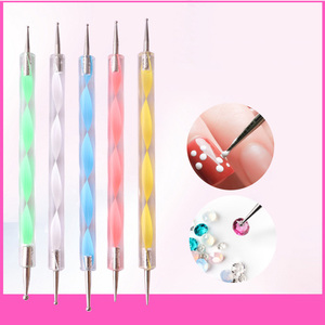 Kit d'outils de nail art double face 5 pièces : stylo à pois, fleurs, pétales, pinceau professionnel pour la conception d'ongles en salon de manucure - Product Image 3