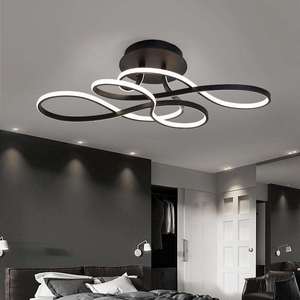 Lampada da Soffitto LED Moderna di Lusso, Plafoniera ad Anello Nera in Stile Nordico per Soggiorno, Camera da Letto, Villa, Arredamento Interno - Product Image 1