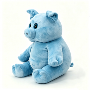 Peluche cochon bleu personnalisable, peluche cochon bleu clair, peluche cochon bleu doux, peluche cochon assis mignon - Product Image 1