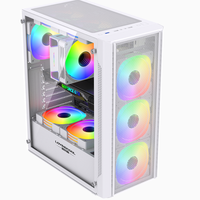 Boîtier PC LOVINGCOOL ATX, ventilateurs PWM ARGB pris en charge, USB 3.0, boîtier d'ordinateur de tour moyenne, châssis de PC de jeu en verre trempé unique