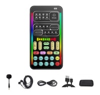 Carte son miniature I9 pour enregistrement, changeur de voix, ensemble avec lumières LED colorées pour diffusion en direct, effets audio multiples, outil micro