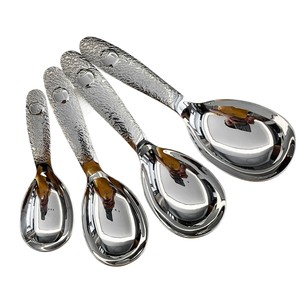 Louche à soupe en acier inoxydable 18-10, cuillère de service martelée pour nouilles, farine et desserts - Product Image 5