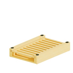 Wooden Cutting Board With Tray Folding L Size Natural Wood Color Kitchen Sink Drainer <b>Dish</b> <b>Rack</b> Cutlery Tray - Product Image 2