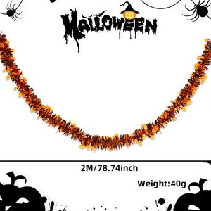 Guirnalda de Espumillón de Halloween de 2m, Decoración Densa con Calabazas, Calaveras y Murciélagos para Casa Embrujada, Jardín y Fiestas - Product Image 2