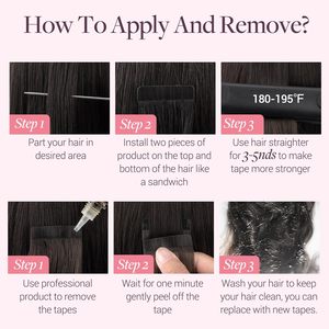 Extensioni per Capelli Remy a Doppia Trama Ondulata, Biadesive, Doppia Tessitura, 14 Pollici, 50g, 20 Pezzi, Nero Naturale 1B, Prodotto in Cina - Product Image 6