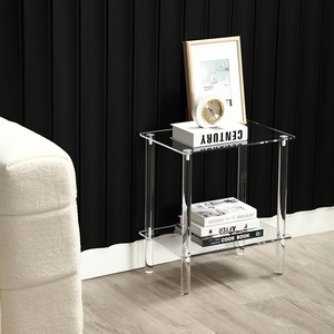 2 Tavolini in Acrilico con 2 Ripiani Portaoggetti, Comodini Trasparenti Semplici a 2 Livelli per Spazi Piccoli, Ufficio, Camera <span class=keywords><strong>da</strong></span> Letto - Product Image 6