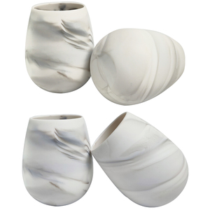 Ly Rượu Bằng Silicon Không Thể Phá Vỡ Ly Đá Cẩm Thạch Màu Trắng Cốc Gấp Gọn Đựng Rượu Cho Cốc Cà Phê Màu Đỏ Và Trắng Cho 1 Người Dùng Hình Tròn Hiện Đại - Product Image 1