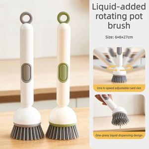 Multifunctional Liquid Dispensing Rotary Cleaning <b>Brush</b>, Non-Scratch Non-Stain Pot Scrubber for Kitchen Dishes & Cookware - Product Image 1