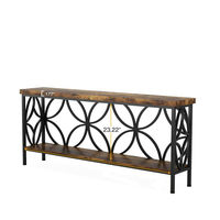 Meuble d'entrée en pin massif, table d'appoint décorative vintage pour salon, style Wabi-Sabi minimaliste, pour la décoration derrière le canapé