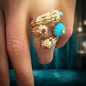 Bague ajustable faite à la main en laiton plaqué or, élégante, colorée, texturée, anti-ternissement, étanche, pour femme, naturelle et tendance - Product Image 2