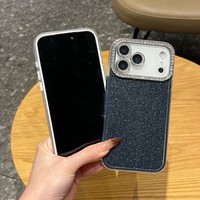 Coque de téléphone simple et luxueuse avec paillettes de diamant pour iPhone 11 12 13 14 15 16 17 Pro Max, couleurs tendance, protection antichoc, coque arrière