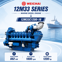 Moteur diesel haute performance turbocompressé WEICHAI 12M33C1200-18 1200HP 1800RPM pour bateaux de pêche et services offshore