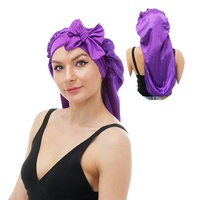Vente en gros de chapeaux de nuit en satin pour femmes bonnet de nuit avec cravate pour dormir bonnet de taille longue pour cheveux longs