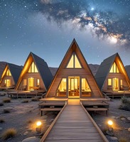 Cabane triangulaire portable d'extérieur, maison préfabriquée en bois moderne et mobile pour jardin, camping, glamping, appartement et bureau