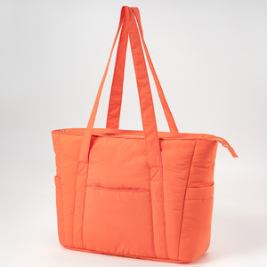 新款绗缝尼龙手提包，带隔层，高品质大容量，拉链闭合，女式手提包，带两个手柄 - Product Image 2