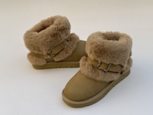 Stivaletti da <span class=keywords><strong>Donna</strong></span> Autunno Inverno con Fodera in Pelliccia Sintetica, Chiusura con Fibbia, <span class=keywords><strong>Sneakers</strong></span> Comode alla Moda, Calde, Retrò, Casual - Product Image 2