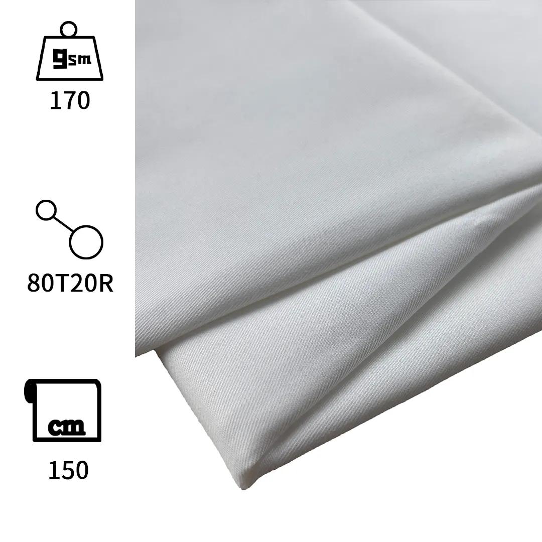 Tissu de chemise pour uniforme scolaire, 86155 # Spot goods 80T20R en sergé noir et blanc 170gms