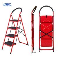 Escabeau pliable en acier galvanisé pliant de conception industrielle de chaise d'échelle d'étape de ménage rouge