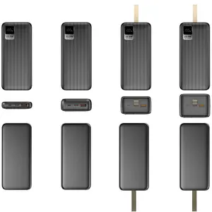 Power Bank Baterai 30000 Mah dengan Tampilan Digital dan Kabel Ponsel Mewah Rohs Pengisi Daya Cadangan Portabel 30000 Mah