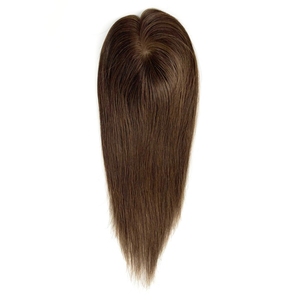 Top en soie Remy chinois pour femmes, postiche droit, fait main, topper de cheveux humains, 3x5 pouces - Product Image 6