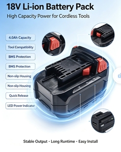 Approvisionnement en gros de batteries au lithium 18V 6Ah avec éclairage latéral, batterie pour outils électriques sans fil, batterie rechargeable pour outils électriques - Product Image 1