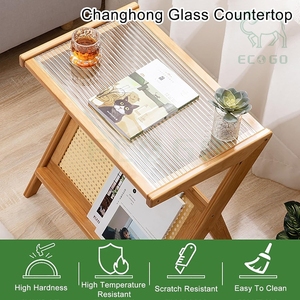 Modern Luxury <b>Bedside</b> Table Desk Bamboo Wooden Bedroom Nightstands with Weaving Book Holder - Product Image 3