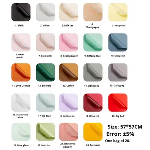 Stile coreano doppio lato rivestimento in PE impermeabile fiore carta da imballaggio foglio digitale fiorista imballaggio <span class=keywords><strong>colore</strong></span> puro 20 fogli/confezione - Product Image 5
