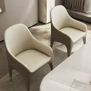 Italian minimalist villa post-modern high-end dining chair designer creative Hong Kong-style light luxury leather dining chair