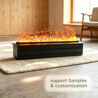 Cheminée électrique décorative à flamme 3D LED multicolore automatique, réglable et personnalisable, avec application TUYA, en métal intégré, 72 pouces, avec chauffage à eau