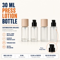 Flacon pompe en verre de 30 ml avec pompe noire pour sérum de soin de la peau, logo personnalisé en gros, directement de l'usine