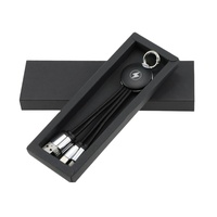 Câble de charge USB 3, 4, 5 en 1 avec logo lumineux et porte-clés, idéal comme cadeau d'affaires, livré dans une boîte cadeau noire – Offre Spéciale