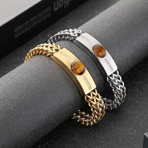 <span class=keywords><strong>Bracelet</strong></span> Hip-hop pour Hommes et Femmes, Style Rétro, Chaîne à Points Croisés, Couple, Plaqué Or, Œil de Tigre Courbé, Kevlar - Product Image 3