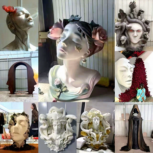 Sculpture géante en mousse visage humain, figurine artistique pour café, personnalisable pour espaces commerciaux, grande décoration Méduse - Product Image 2
