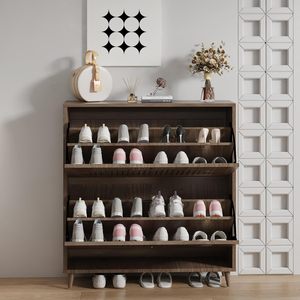Meuble de rangement à chaussures ultra-mince pour entrée, organisateur de chaussures étroit avec 2 tiroirs rabattables, étagère à chaussures autoportante dissimulée, gain de place - Product Image 5