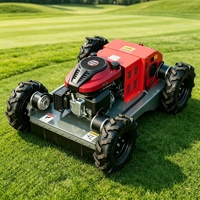 Robot tondeuse à gazon industriel autotracté télécommandé économique 24V avec bac de ramassage de 100L et autonomie de 8H pour usage domestique