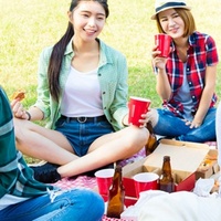 12/16/18 OZ. Gobelets jetables en plastique PP à double paroi, personnalisables rouge/blanc et bleu/blanc, qualité durable, pour fêtes et plats à emporter