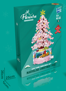 ZuanMa 2023 Nouvelle série de Noël, ensemble de blocs de construction de sapin de Noël, ensemble de base de <span class=keywords><strong>train</strong></span> rotatif, sapin de Noël rose - Product Image 4