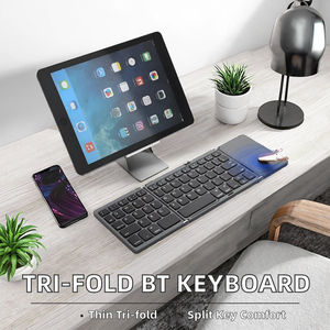 Clavier pliable à trois volets avec pavé tactile BT, clavier ultra fin et pliable pour tablette, téléphone, compatible Android et iOS - Product Image 2