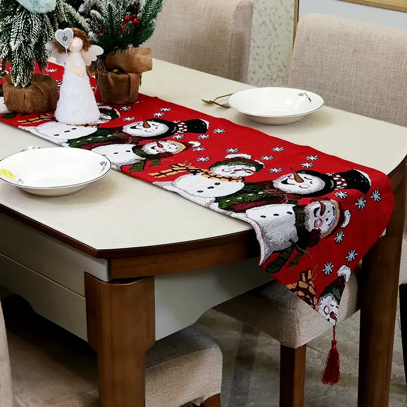 Snowman Christmas Table Mats Fabric Table Runner Christmas Decoration