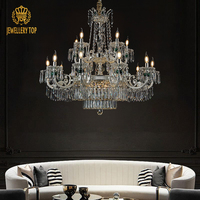 Bijouterie Nordic Home Lustre décoratif en cristal de luxe à double couche suspendu en laiton