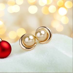 22387 S925 Silver DIY Pearl Accessories Empty <b>Moon</b> Style Fashion <b>Earrings</b> with 8-10mm Round Beads Earnail DIY Accessory - Product Image 1