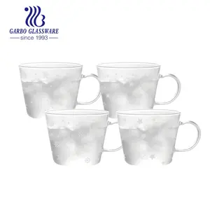 custom clear drinking single wall high borosilicate glass glitter cups with handle Custom Logo Printed Transparent Creative