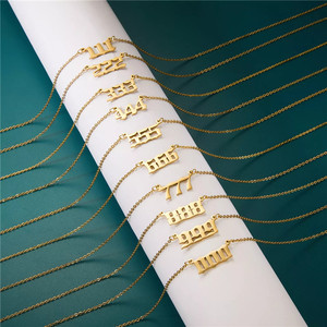 SP <span class=keywords><strong>000</strong></span>-999 Personnaliser Simple Personnalisé Conception En Acier Inoxydable Bijoux 18K Or Pendentif Personnalisé Ange Nombre <span class=keywords><strong>222</strong></span> Collier - Product Image 3