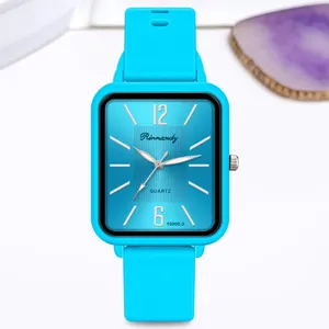 WJ-10871 venta al por mayor de moda de ocio Color jalea relojes Rectangular Simple deportes Digital relojes de cuarzo aceptar personalización